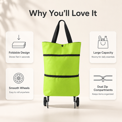 Foldable Rolling Shopping Tote