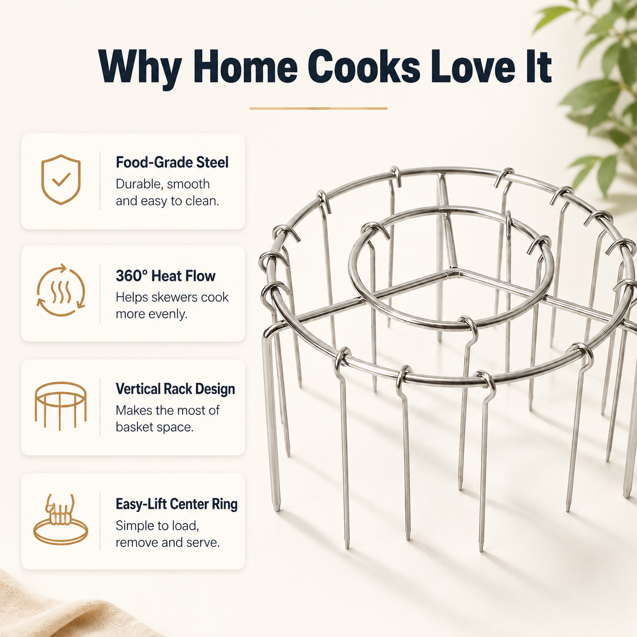 Stainless Steel Hanging Skewer Grill Rack – Crispy BBQ Made Easy