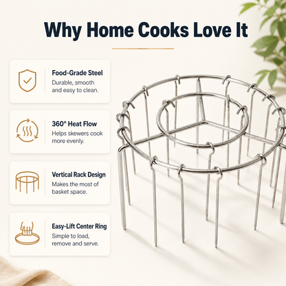 Stainless Steel Hanging Skewer Grill Rack – Crispy BBQ Made Easy