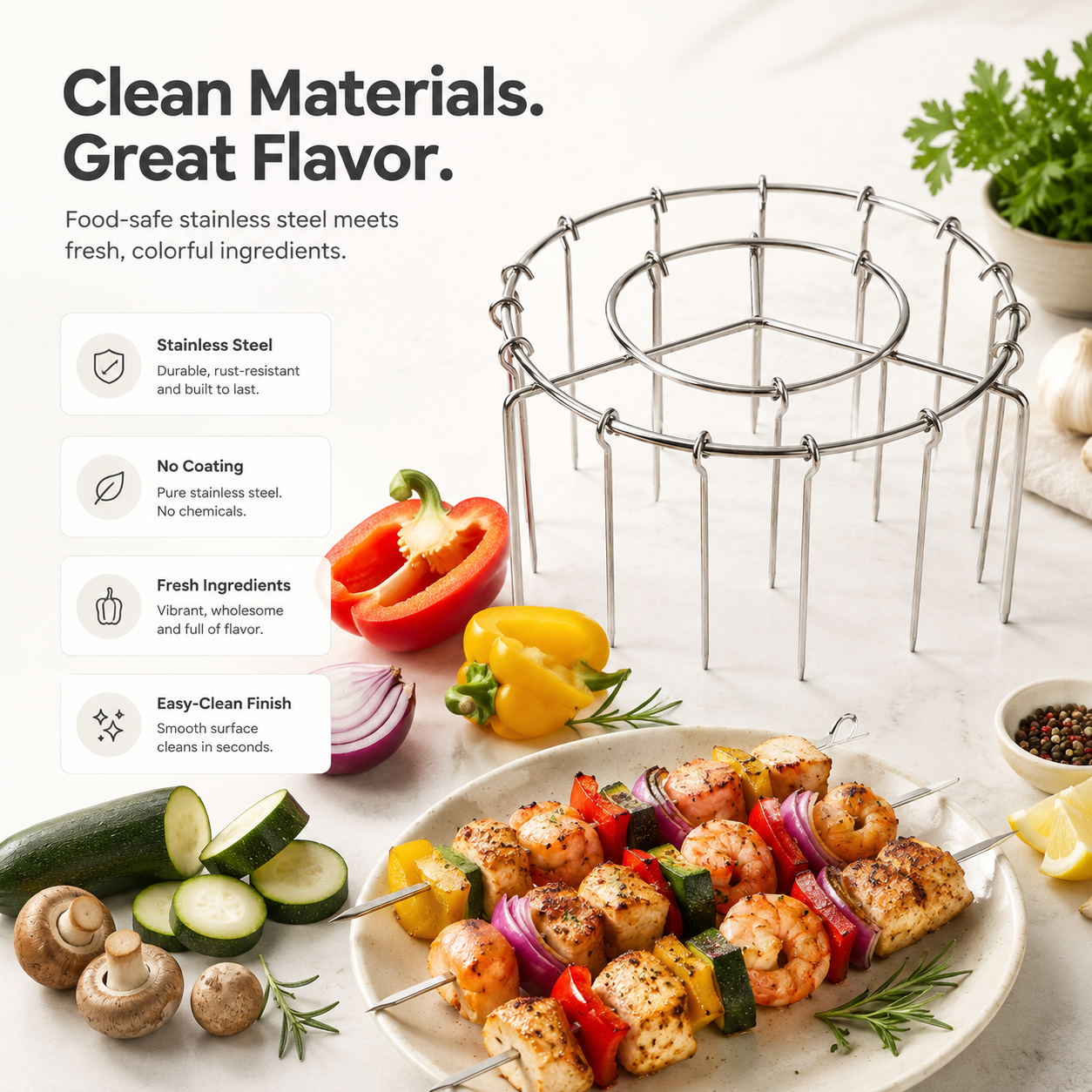 Stainless Steel Hanging Skewer Grill Rack – Crispy BBQ Made Easy