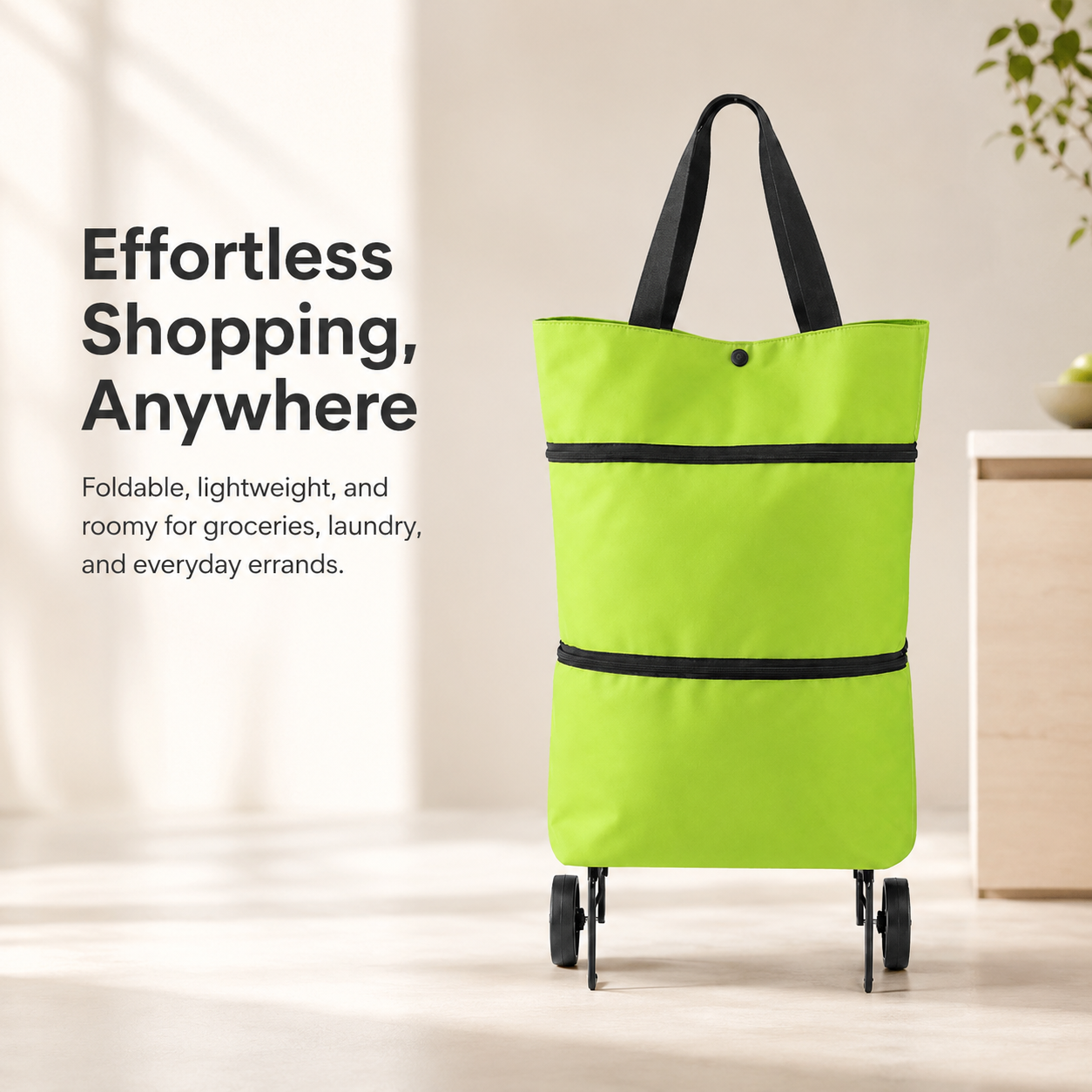 Foldable Rolling Shopping Tote