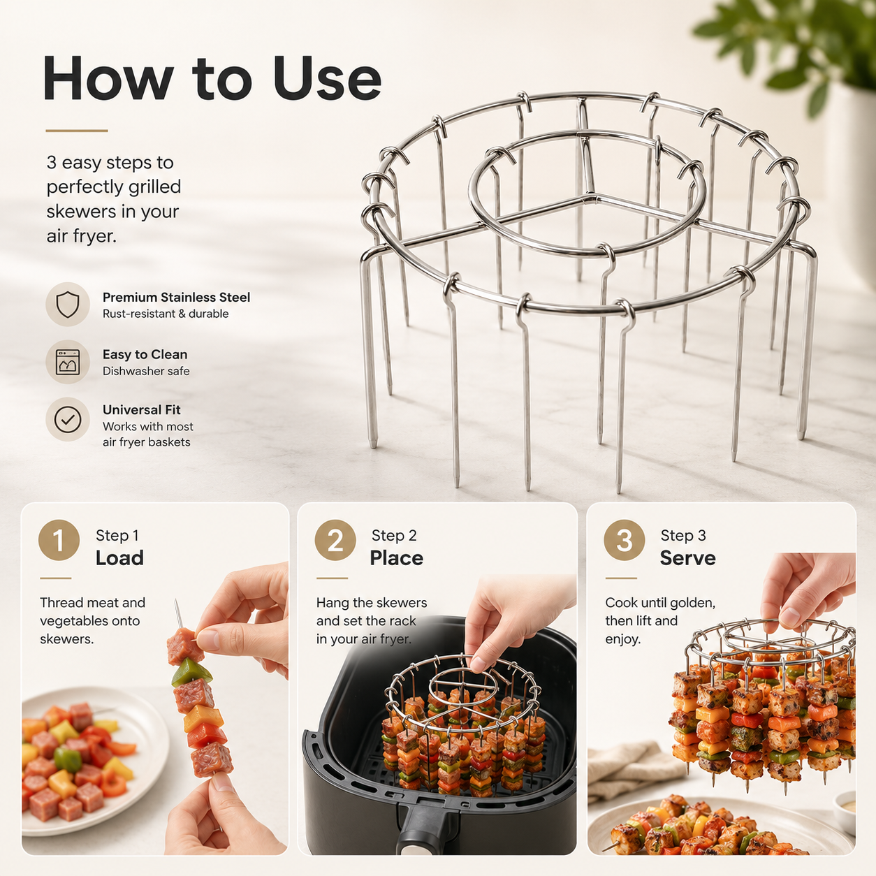 Stainless Steel Hanging Skewer Grill Rack – Crispy BBQ Made Easy