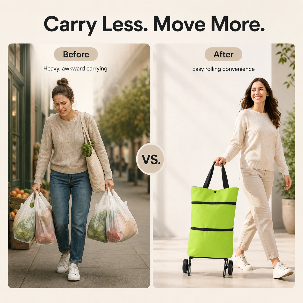 Foldable Rolling Shopping Tote