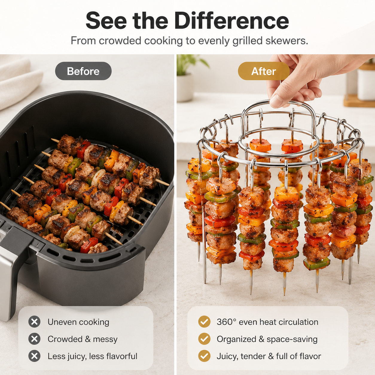 Stainless Steel Hanging Skewer Grill Rack – Crispy BBQ Made Easy